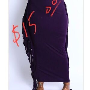 Purple Fringe Maxi Skirt